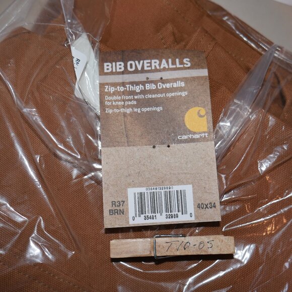 Carhartt Loose Fit Carpenter Bib Overalls Firm Duck Zip-to-Thigh Mens Size 40x34 - Picture 5 of 6